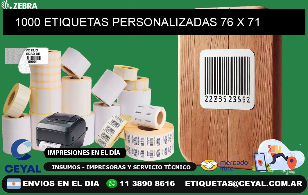 1000 ETIQUETAS PERSONALIZADAS 76 x 71