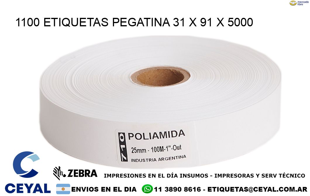 1100 ETIQUETAS PEGATINA 31 x 91 x 5000