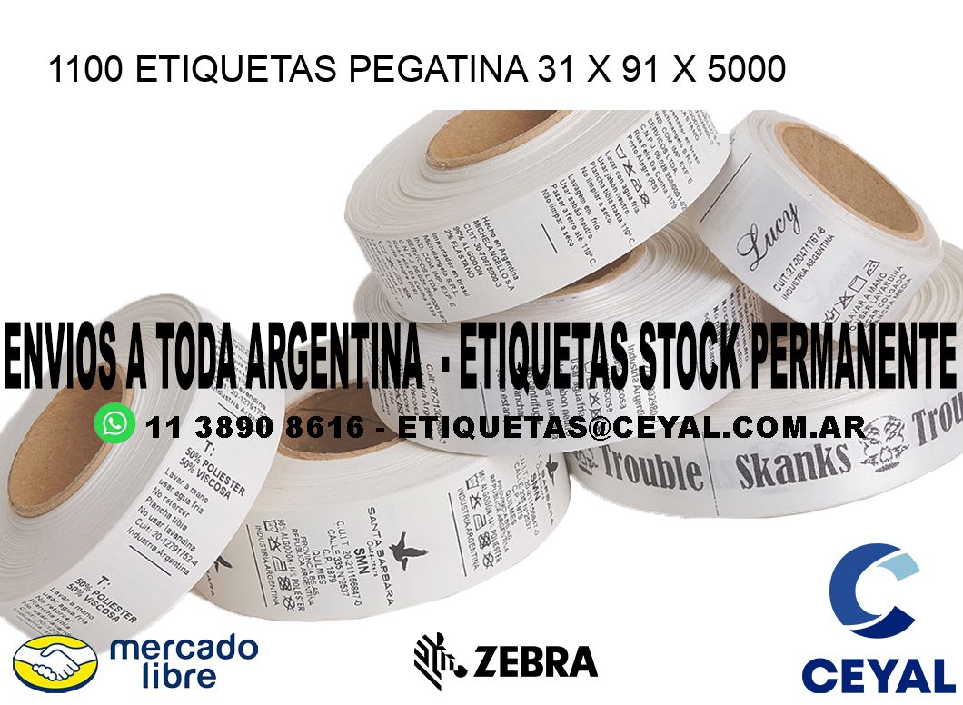 1100 ETIQUETAS PEGATINA 31 x 91 x 5000