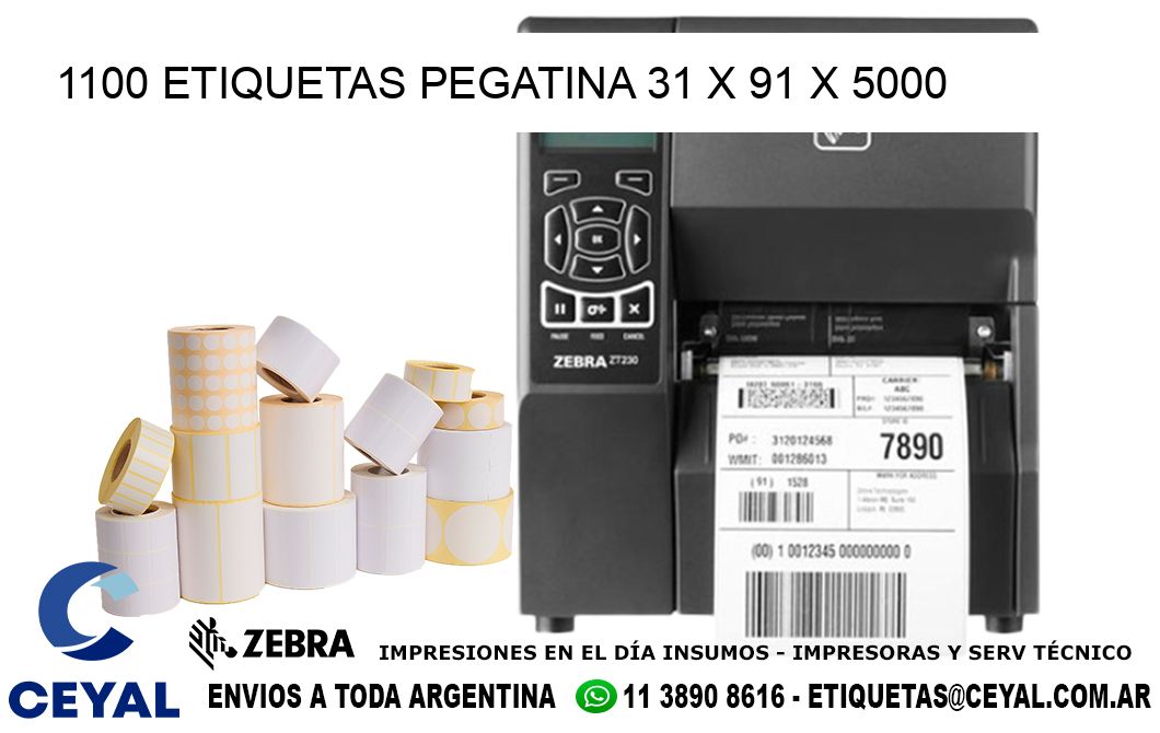 1100 ETIQUETAS PEGATINA 31 x 91 x 5000