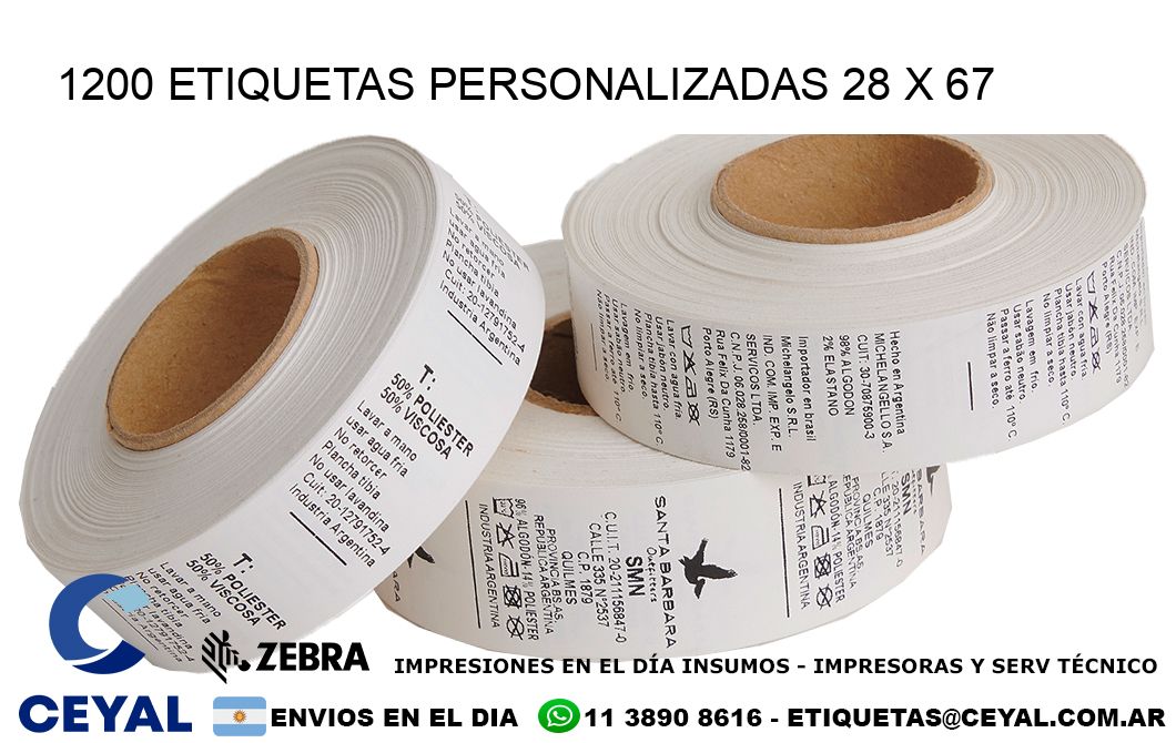 1200 ETIQUETAS PERSONALIZADAS 28 x 67