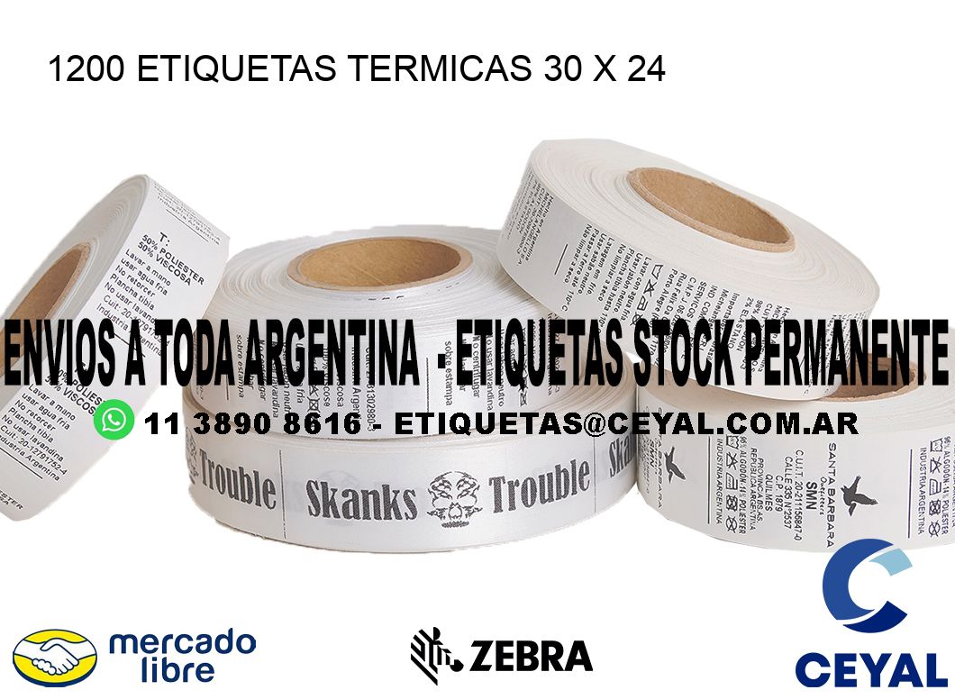 1200 ETIQUETAS TERMICAS 30 x 24