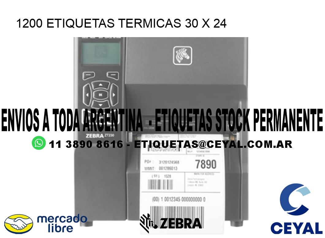 1200 ETIQUETAS TERMICAS 30 x 24