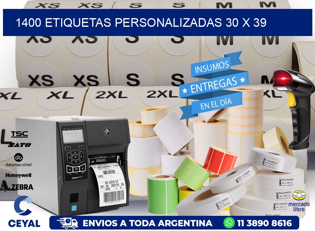 1400 ETIQUETAS PERSONALIZADAS 30 x 39