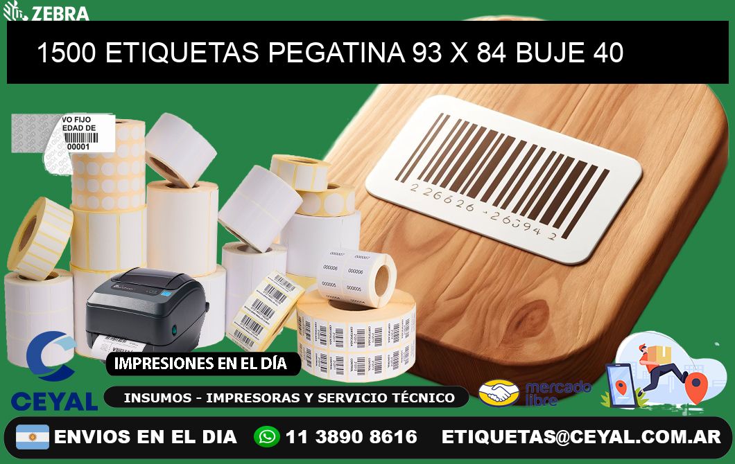 1500 ETIQUETAS PEGATINA 93 x 84 buje 40