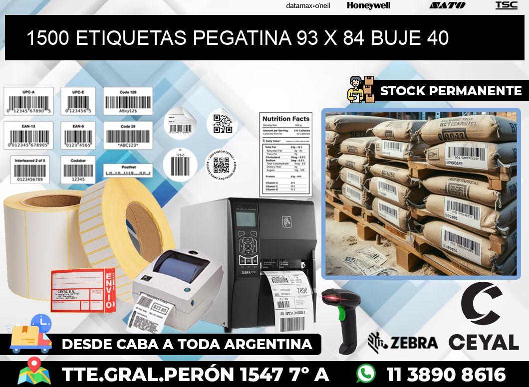 1500 ETIQUETAS PEGATINA 93 x 84 buje 40