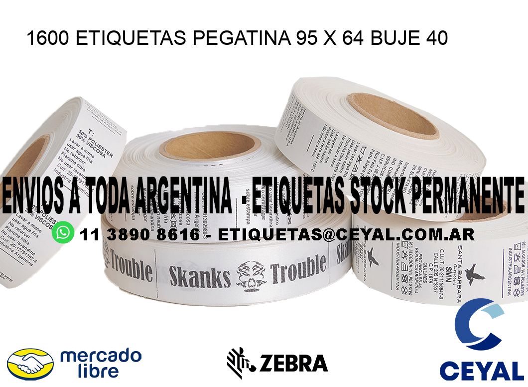 1600 ETIQUETAS PEGATINA 95 x 64 buje 40