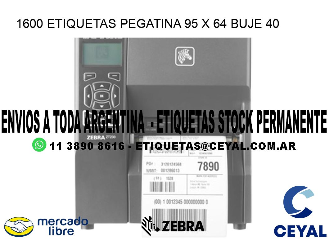 1600 ETIQUETAS PEGATINA 95 x 64 buje 40