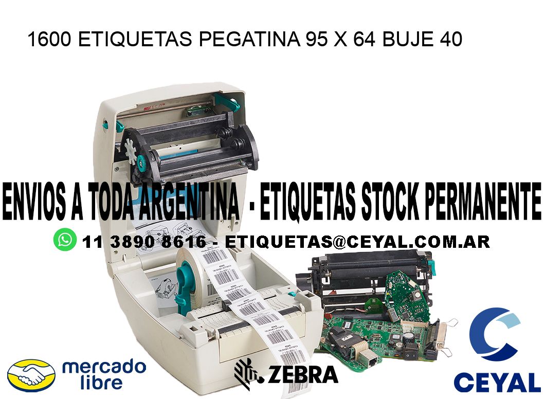 1600 ETIQUETAS PEGATINA 95 x 64 buje 40