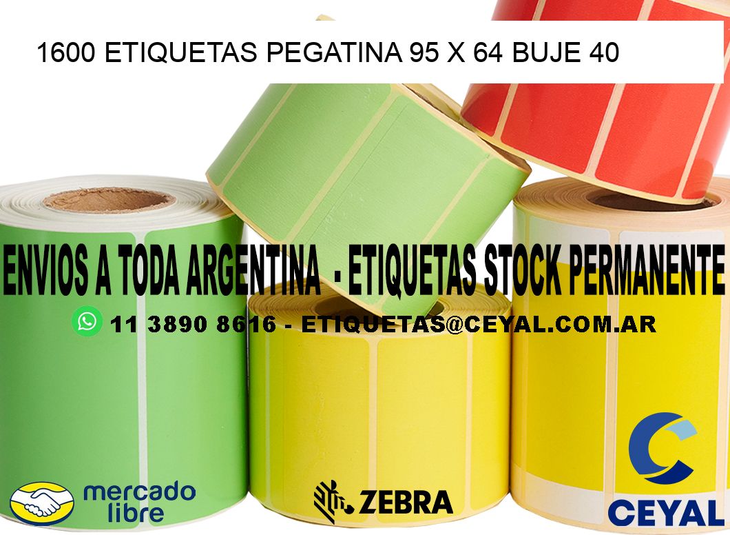 1600 ETIQUETAS PEGATINA 95 x 64 buje 40