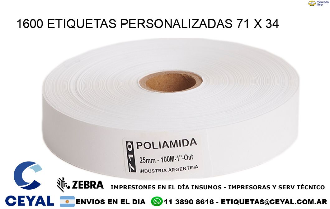 1600 ETIQUETAS PERSONALIZADAS 71 x 34