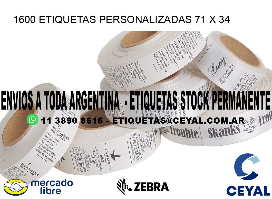 1600 ETIQUETAS PERSONALIZADAS 71 x 34