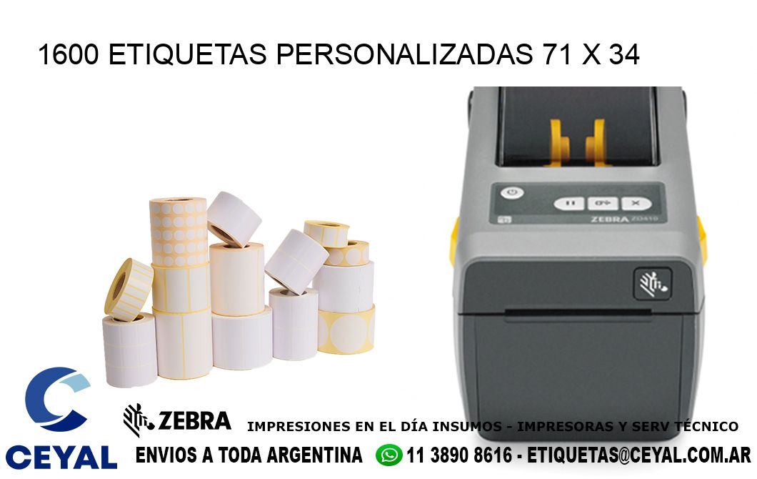 1600 ETIQUETAS PERSONALIZADAS 71 x 34