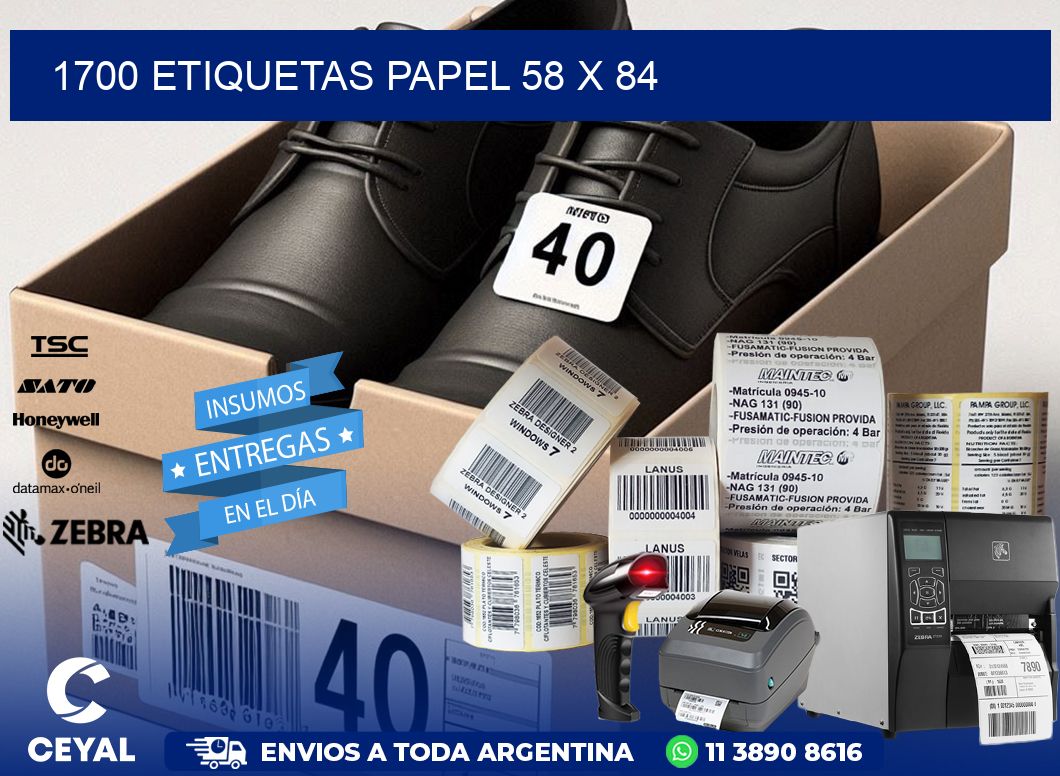 1700 ETIQUETAS PAPEL 58 x 84