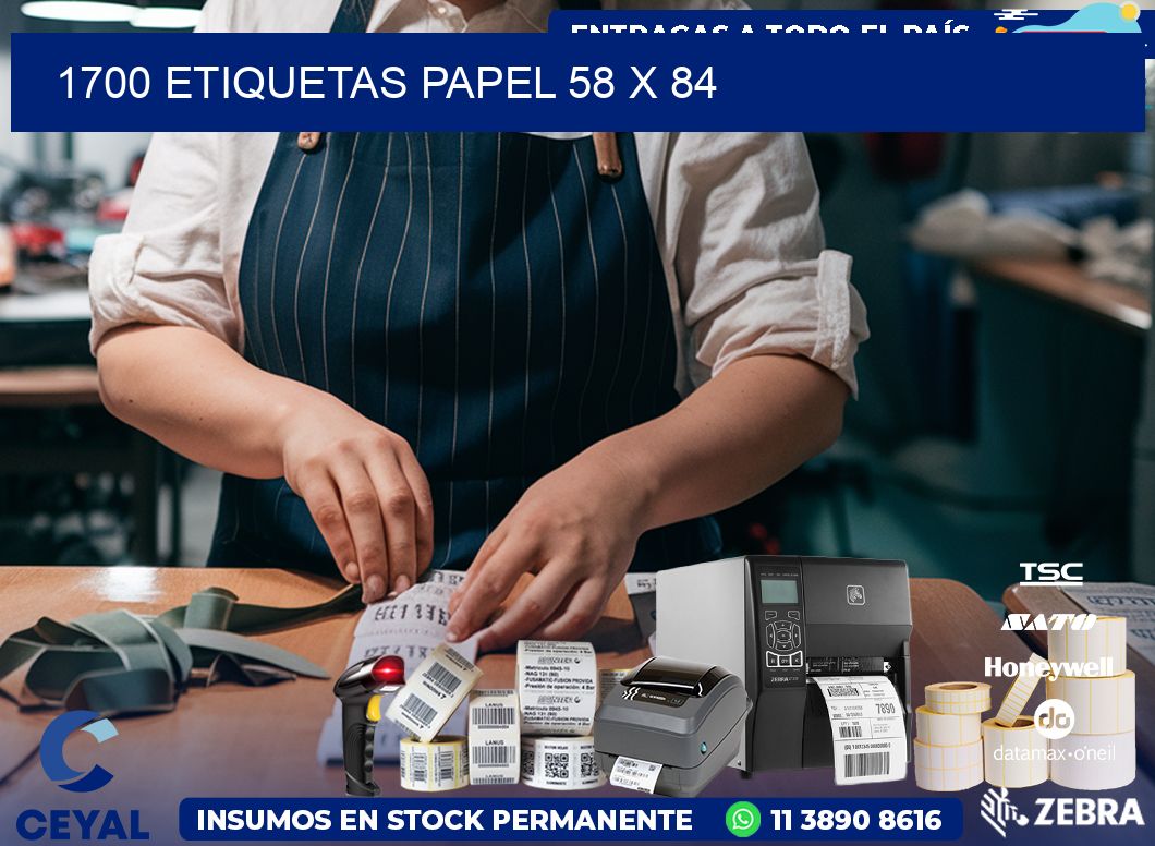 1700 ETIQUETAS PAPEL 58 x 84