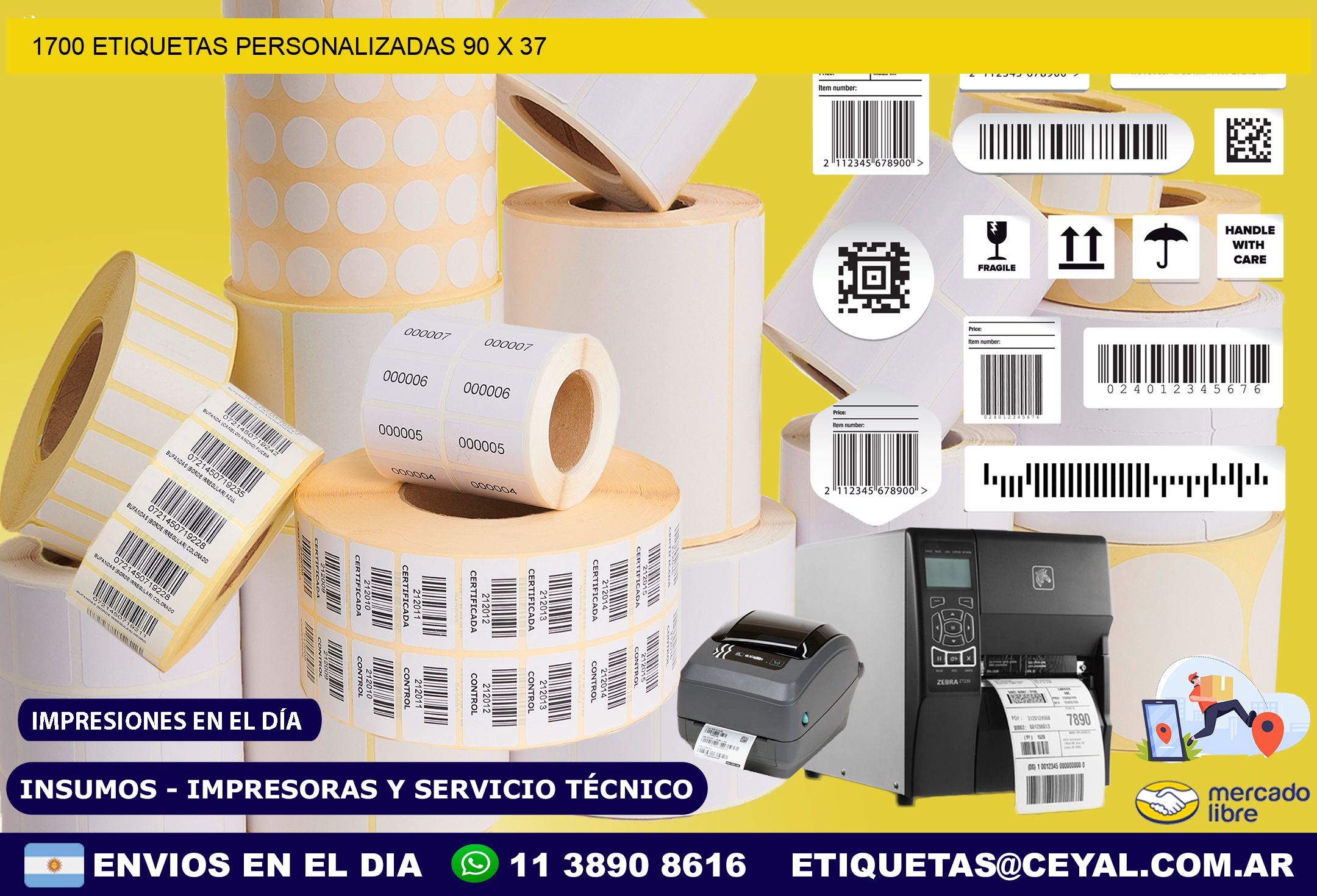 1700 ETIQUETAS PERSONALIZADAS 90 x 37