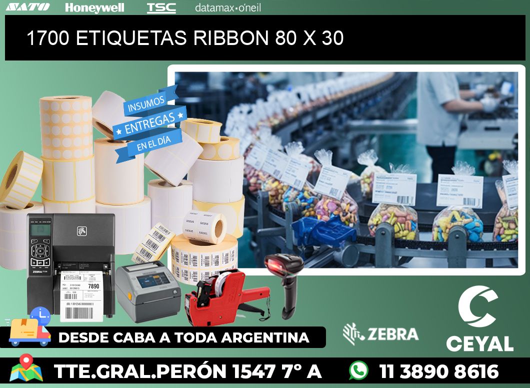 1700 ETIQUETAS RIBBON 80 x 30