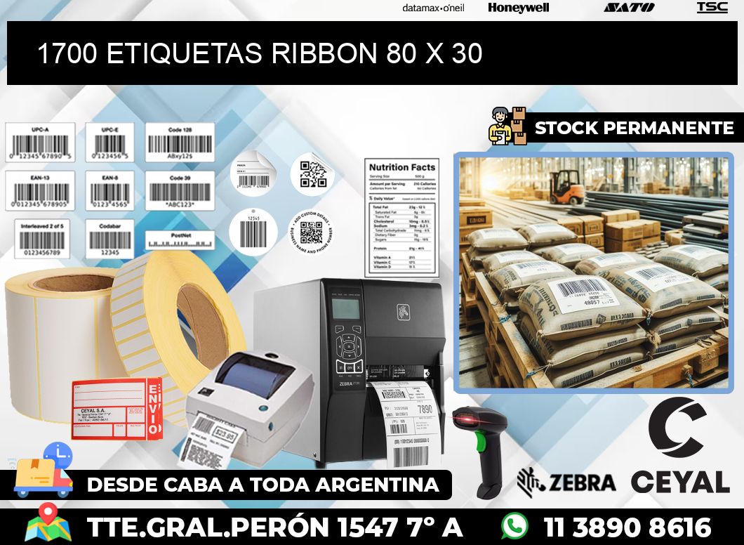 1700 ETIQUETAS RIBBON 80 x 30