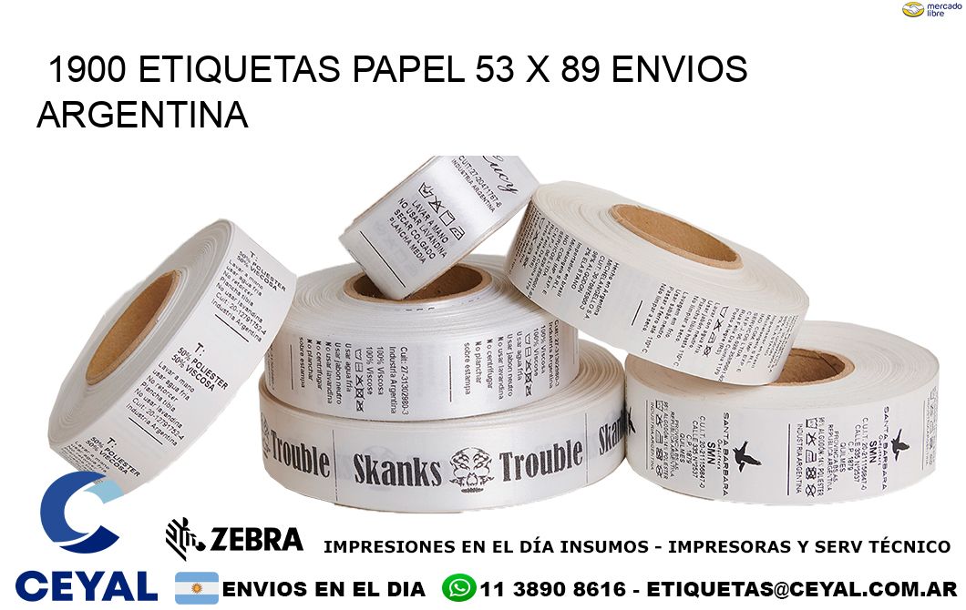 1900 ETIQUETAS PAPEL 53 x 89 ENVIOS ARGENTINA