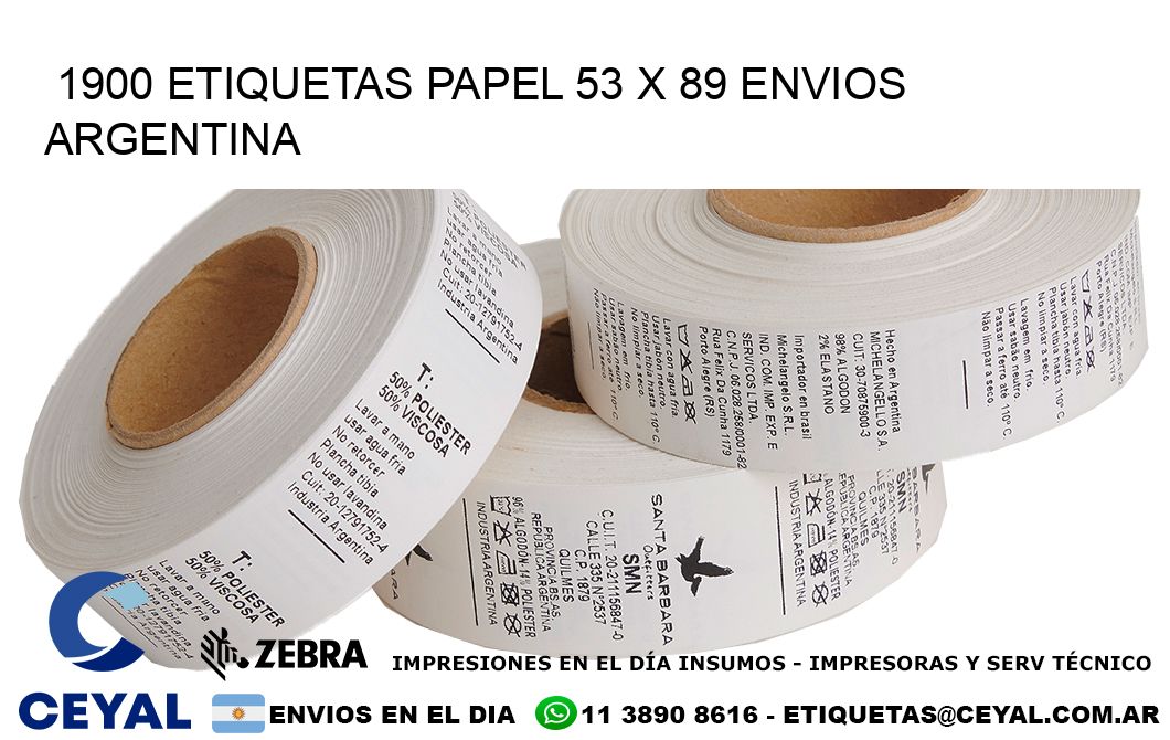 1900 ETIQUETAS PAPEL 53 x 89 ENVIOS ARGENTINA