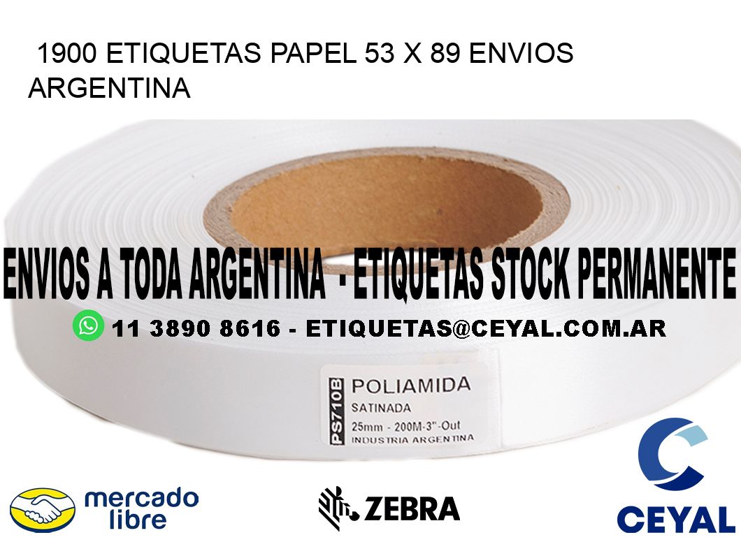 1900 ETIQUETAS PAPEL 53 x 89 ENVIOS ARGENTINA