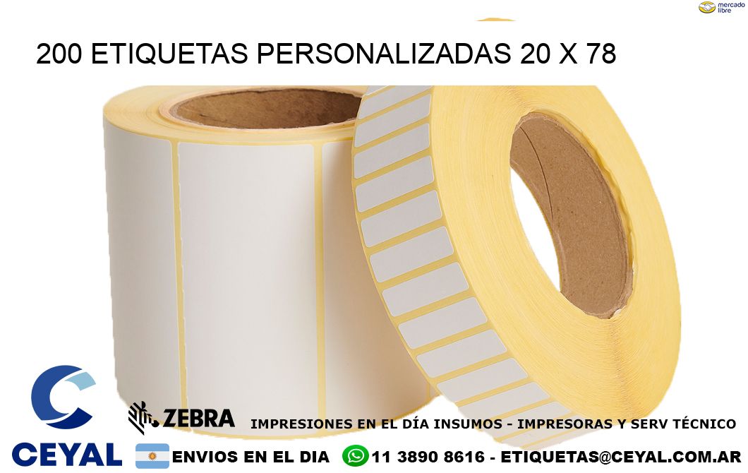 200 ETIQUETAS PERSONALIZADAS 20 x 78