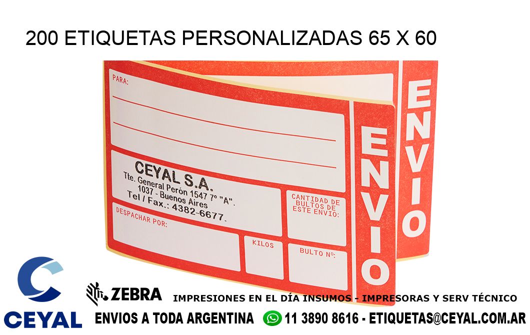 200 ETIQUETAS PERSONALIZADAS 65 x 60