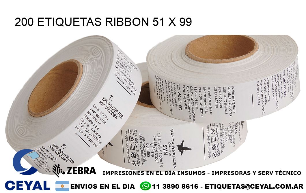 200 ETIQUETAS RIBBON 51 x 99