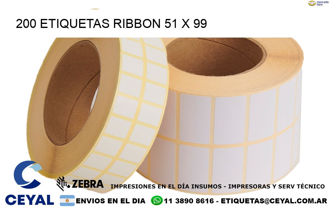 200 ETIQUETAS RIBBON 51 x 99