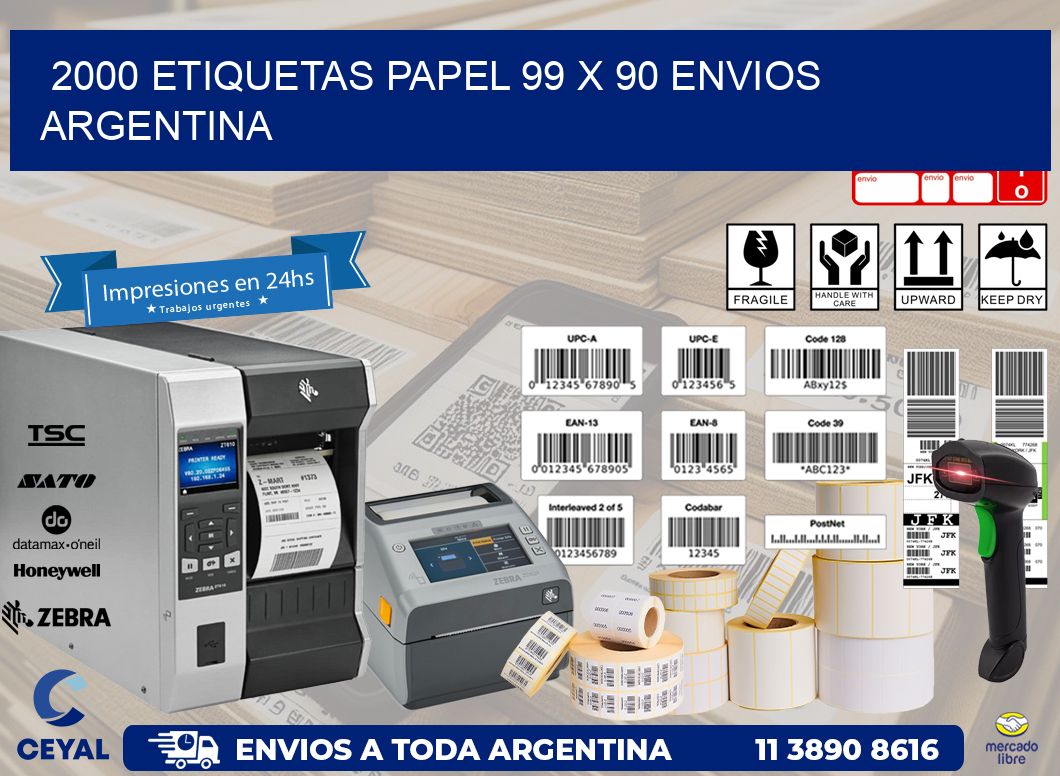 2000 ETIQUETAS PAPEL 99 x 90 ENVIOS ARGENTINA