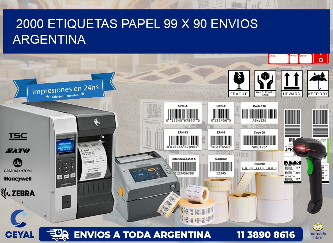 2000 ETIQUETAS PAPEL 99 x 90 ENVIOS ARGENTINA