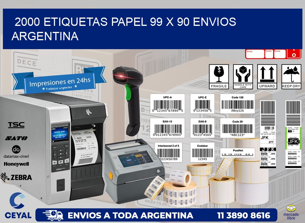 2000 ETIQUETAS PAPEL 99 x 90 ENVIOS ARGENTINA