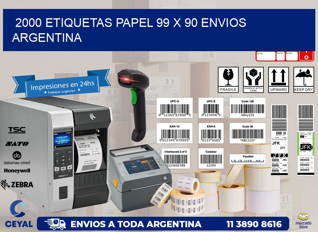 2000 ETIQUETAS PAPEL 99 x 90 ENVIOS ARGENTINA