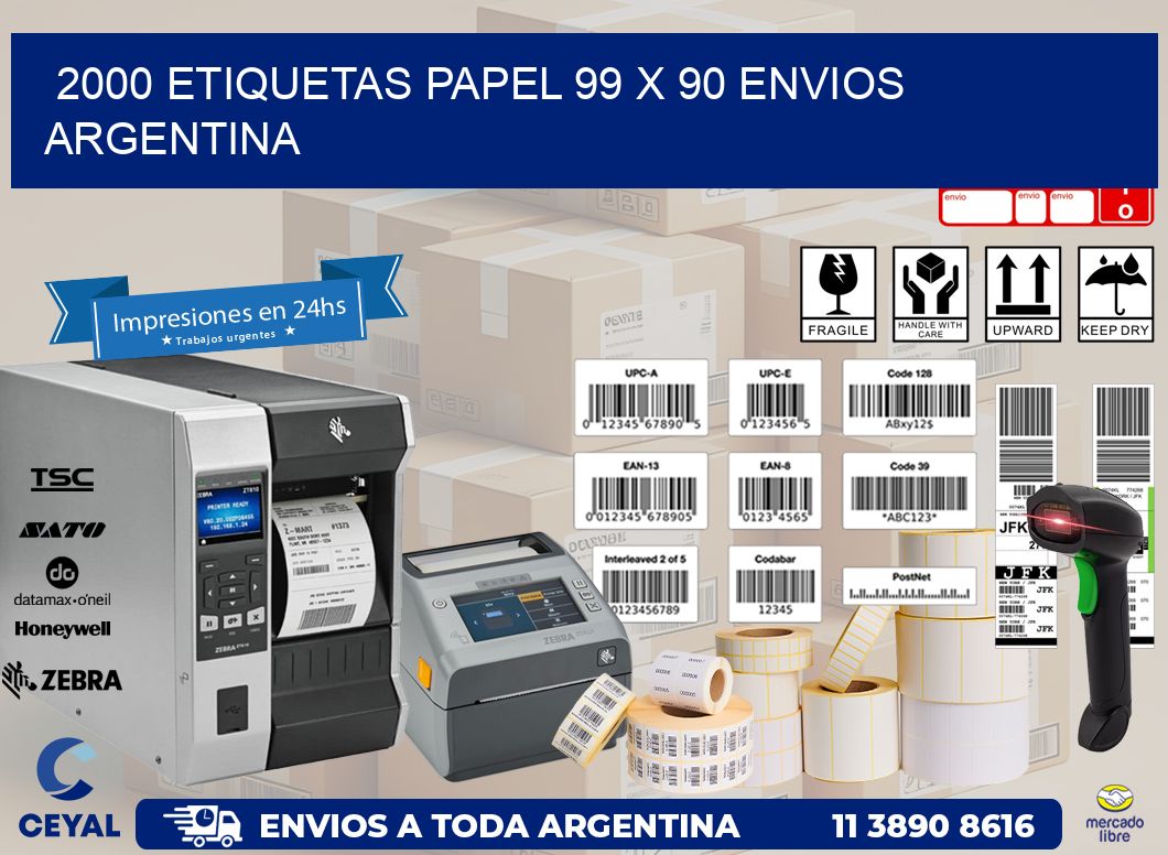 2000 ETIQUETAS PAPEL 99 x 90 ENVIOS ARGENTINA