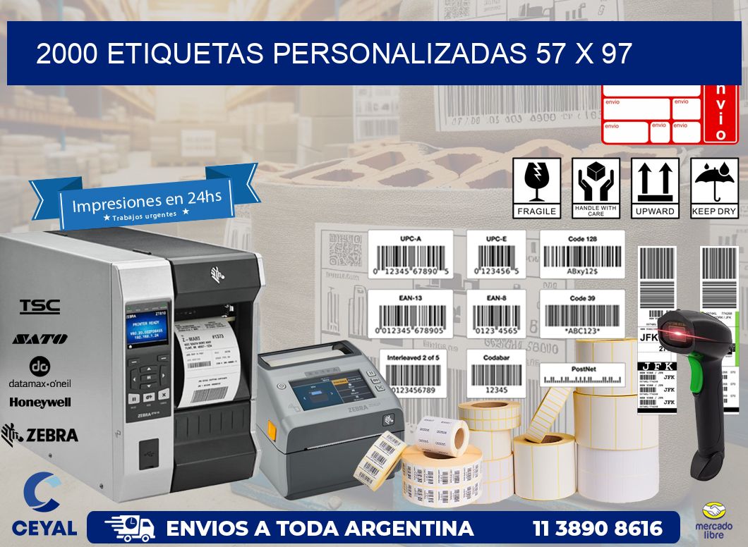 2000 ETIQUETAS PERSONALIZADAS 57 x 97