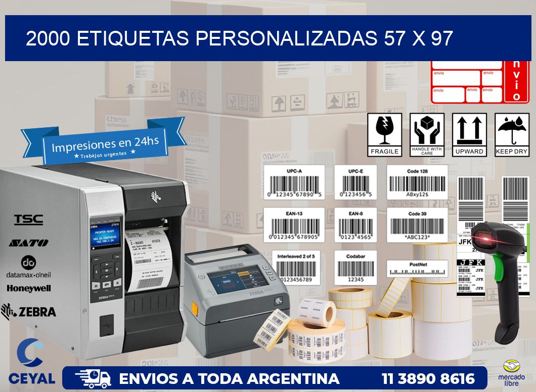 2000 ETIQUETAS PERSONALIZADAS 57 x 97