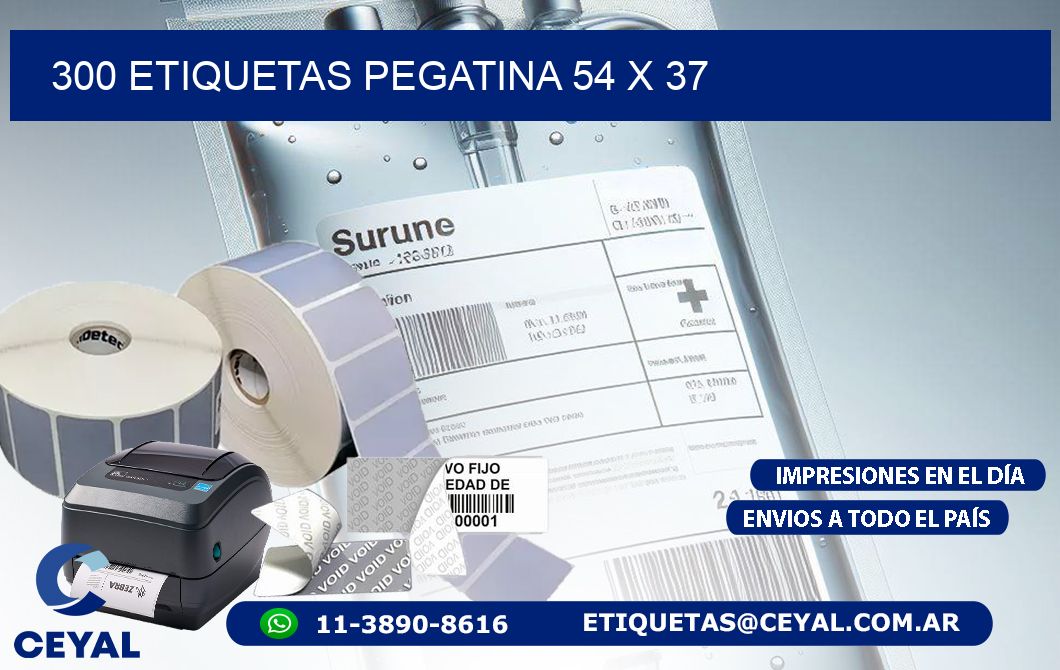 300 ETIQUETAS PEGATINA 54 x 37