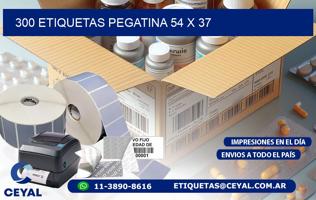 300 ETIQUETAS PEGATINA 54 x 37