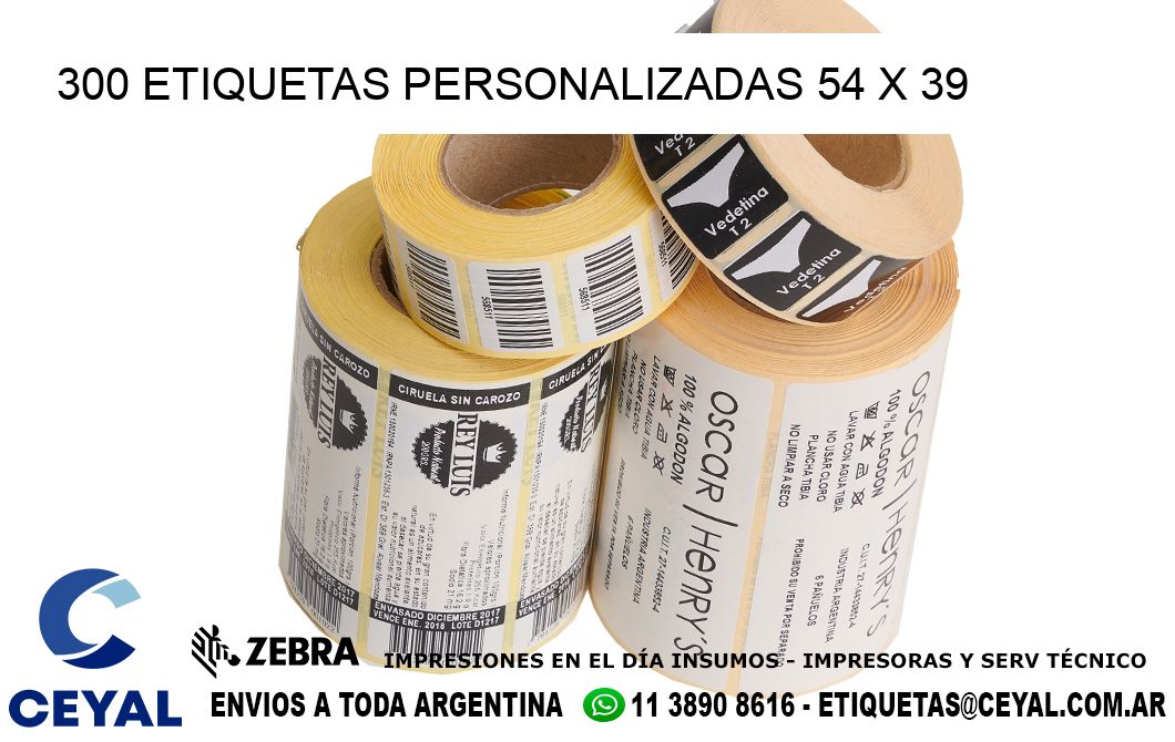 300 ETIQUETAS PERSONALIZADAS 54 x 39