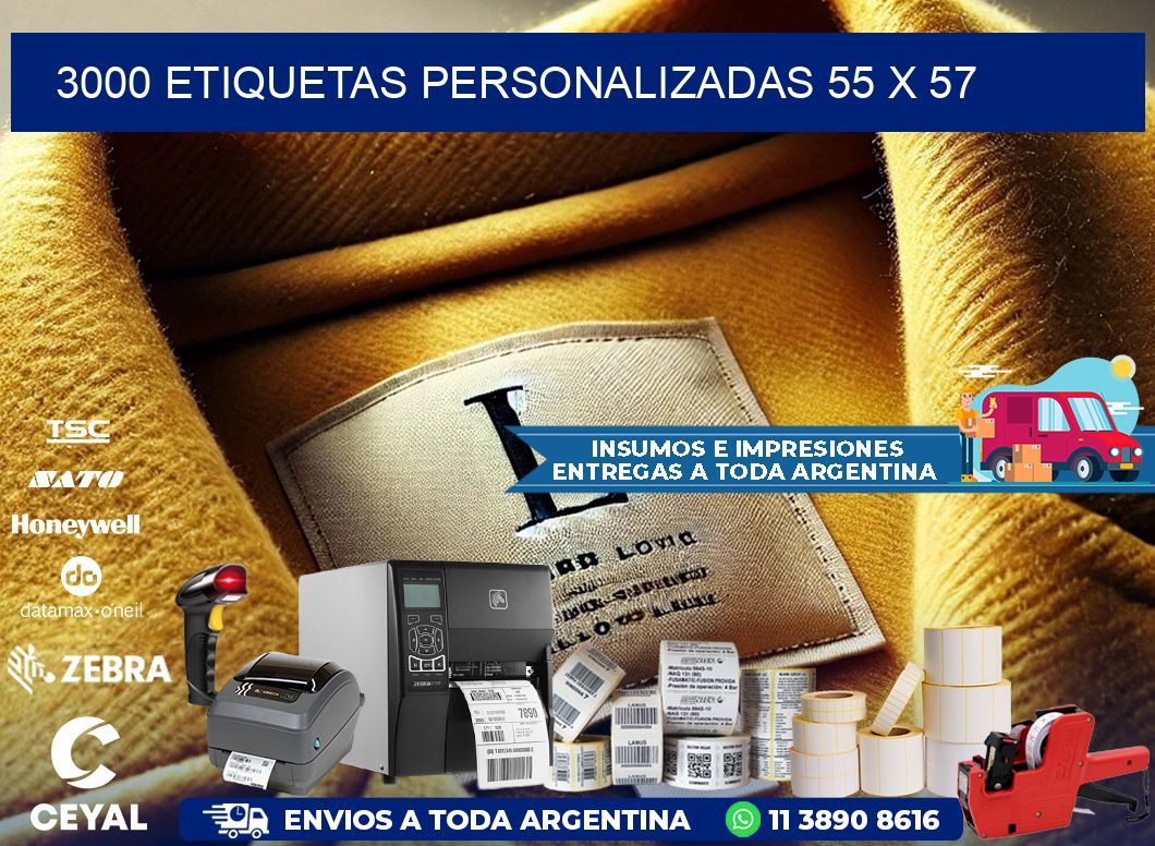 3000 ETIQUETAS PERSONALIZADAS 55 x 57