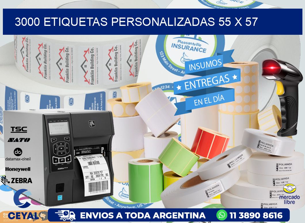 3000 ETIQUETAS PERSONALIZADAS 55 x 57