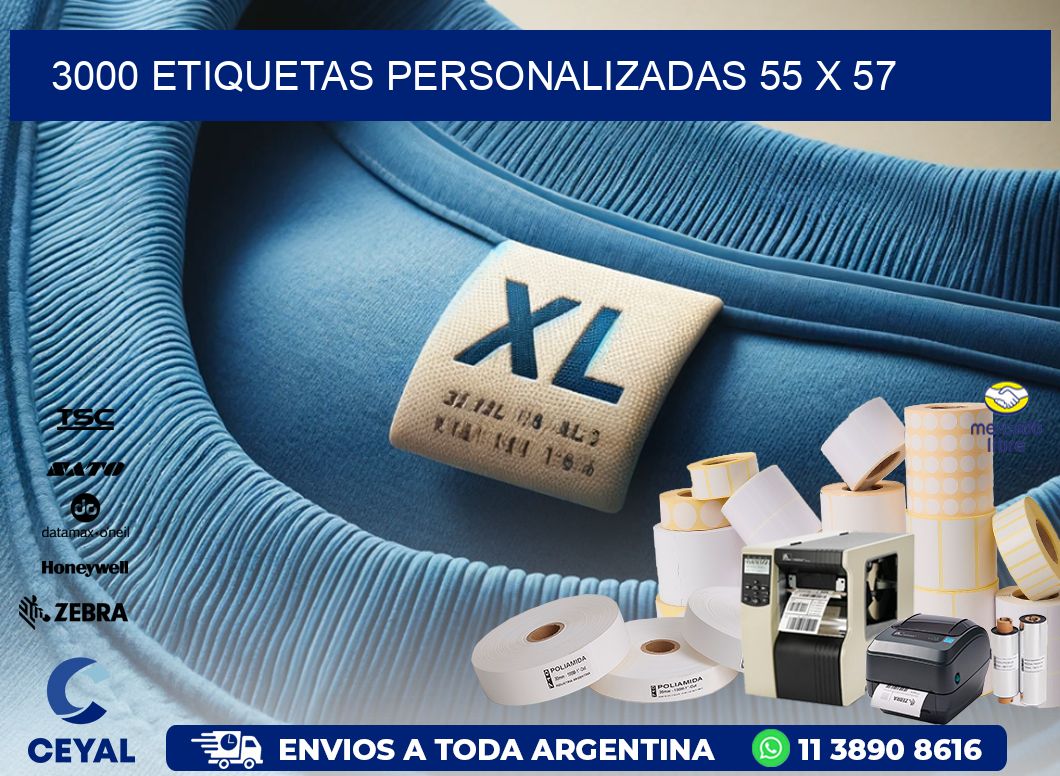 3000 ETIQUETAS PERSONALIZADAS 55 x 57