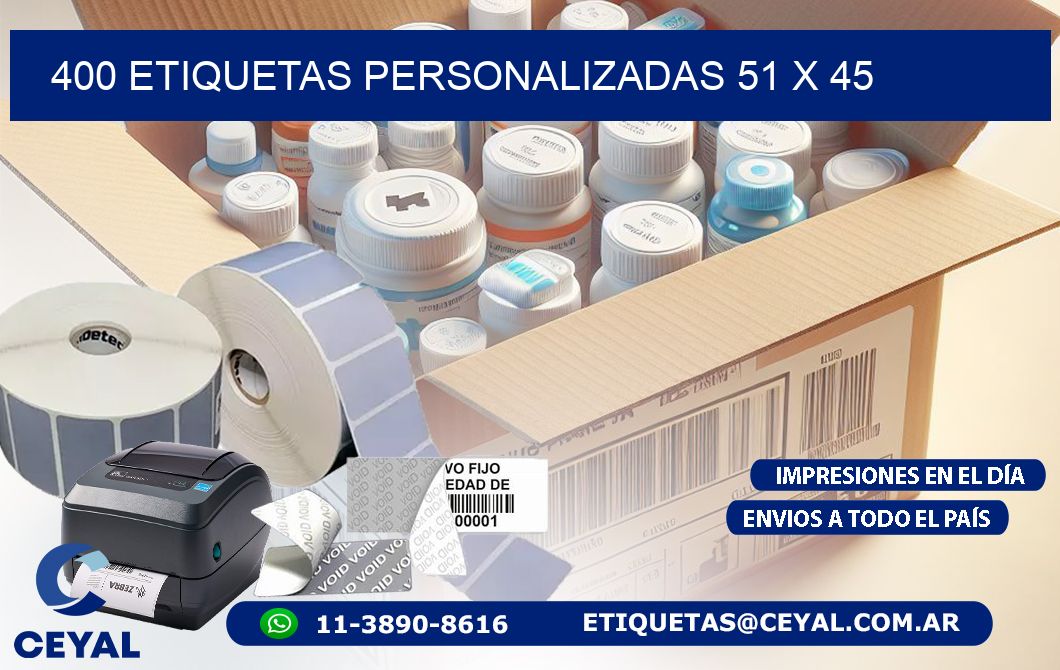 400 ETIQUETAS PERSONALIZADAS 51 x 45