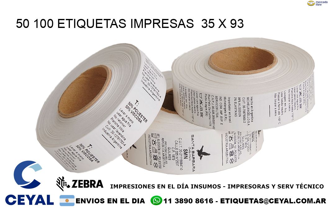 50 100 ETIQUETAS IMPRESAS 35 x 93