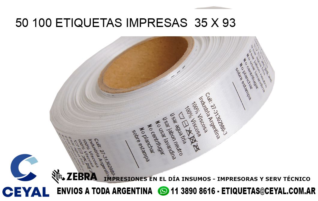 50 100 ETIQUETAS IMPRESAS 35 x 93