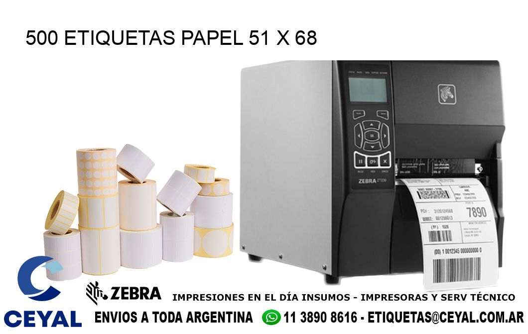 500 ETIQUETAS PAPEL 51 x 68