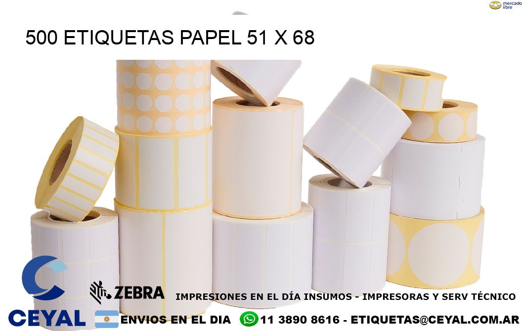 500 ETIQUETAS PAPEL 51 x 68