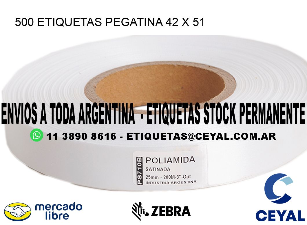 500 ETIQUETAS PEGATINA 42 x 51