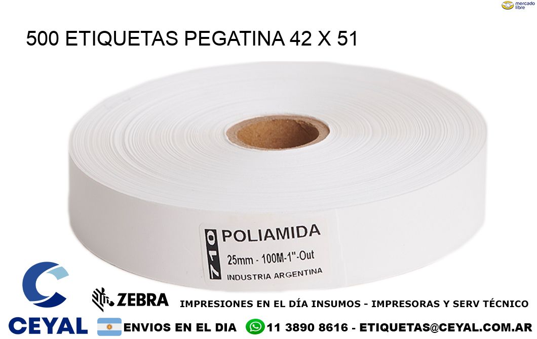 500 ETIQUETAS PEGATINA 42 x 51