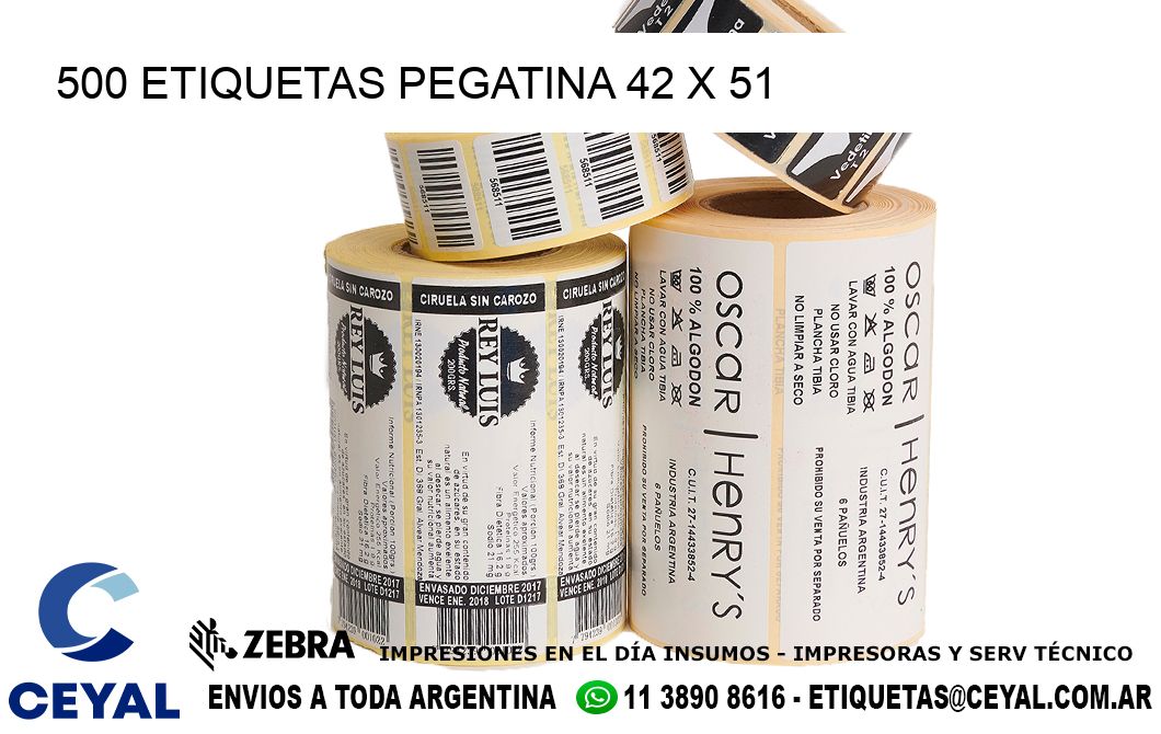 500 ETIQUETAS PEGATINA 42 x 51